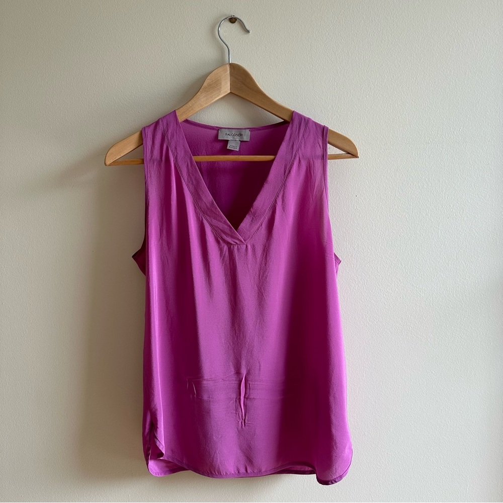 Falconeri 100% Silk V-Neck Blouse - Cyclamen - XS